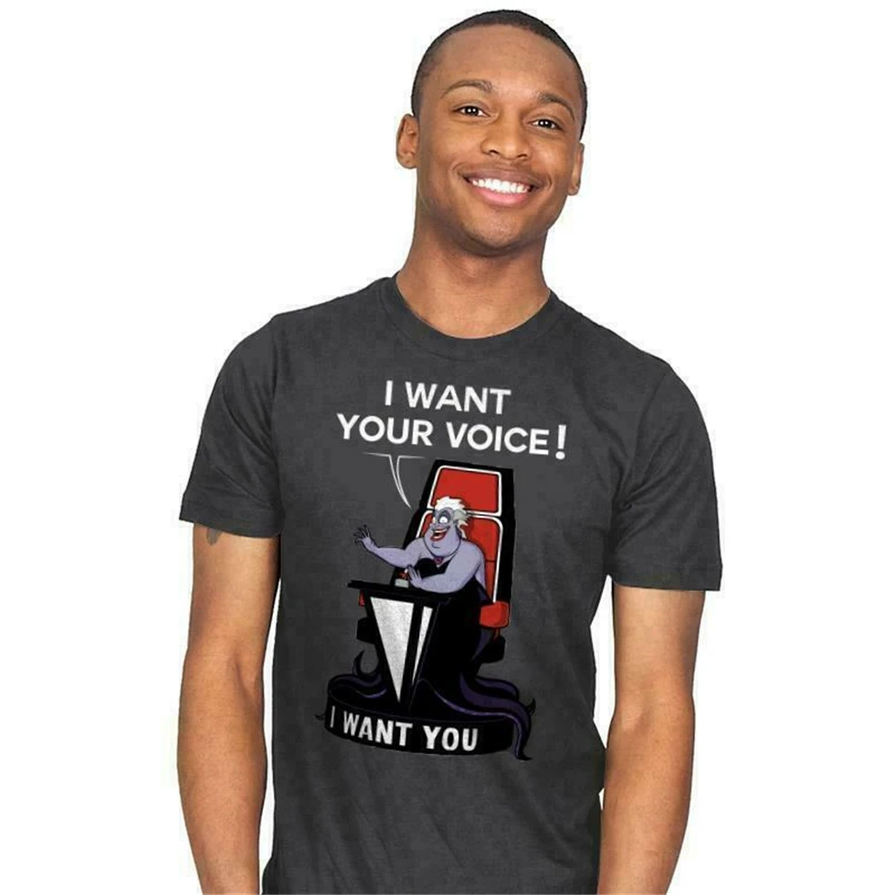 Ursula я хочу ваш голос маленькая Русалочка забавная черная футболка S-3XL Плюс Размер