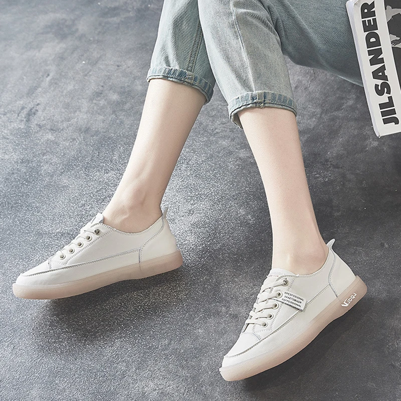 

Genuine Leather White shoes woman classic summer women's sneakers soft cozy women athletic shoes brands walking shoes