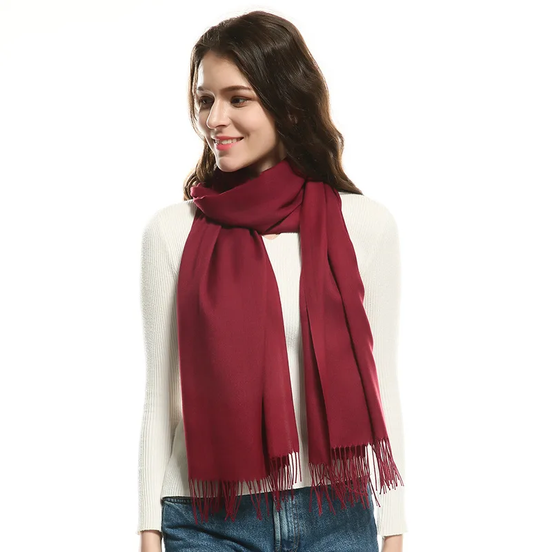 Новинка 2018 монохромный кашемировый шарф для женщин 160 г осенне зимний