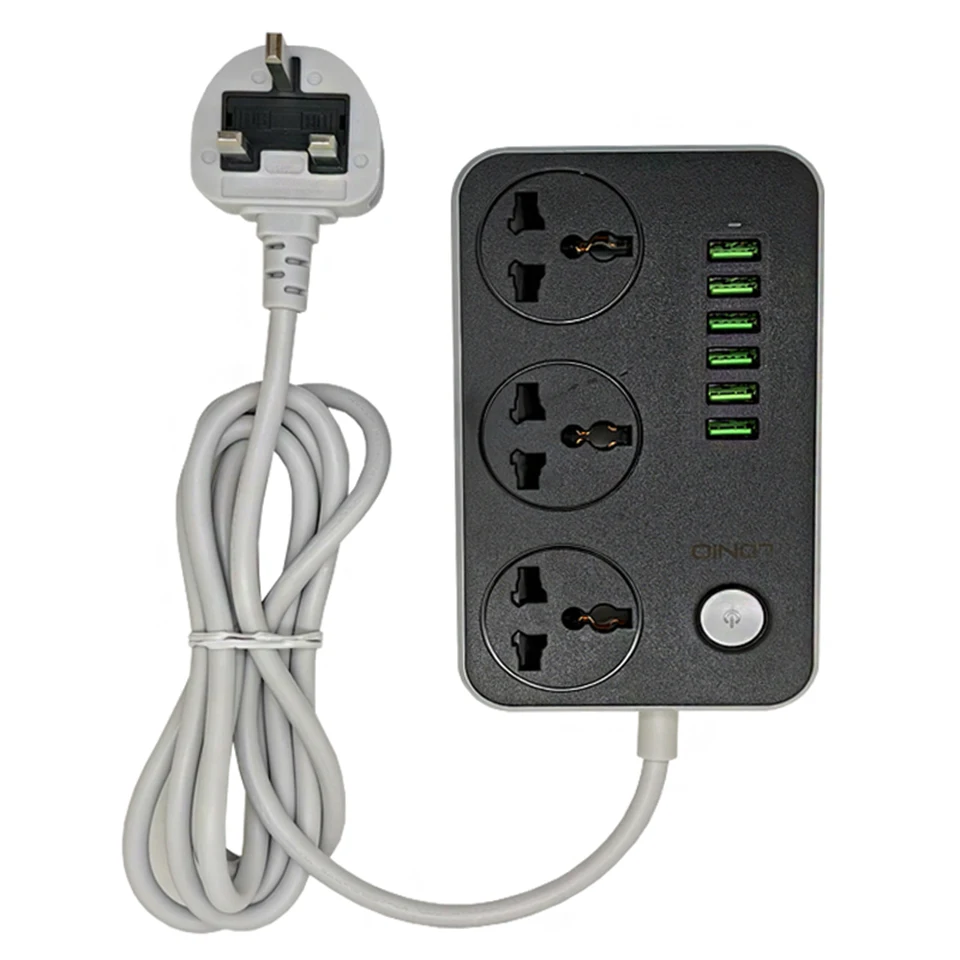 UK 3 Pins Power Strip With Switch FUSED Multi Plug Universal Outlets USB Extender Socket network filter socket for phones | Электроника