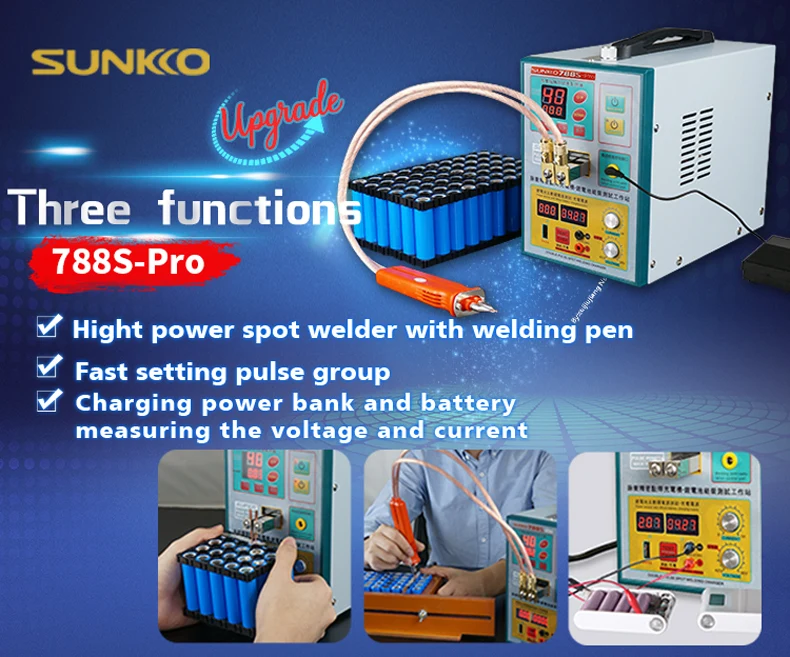 SUNKKO 788S Pro литий ионный аккумулятор облысения машины для точечной сварки