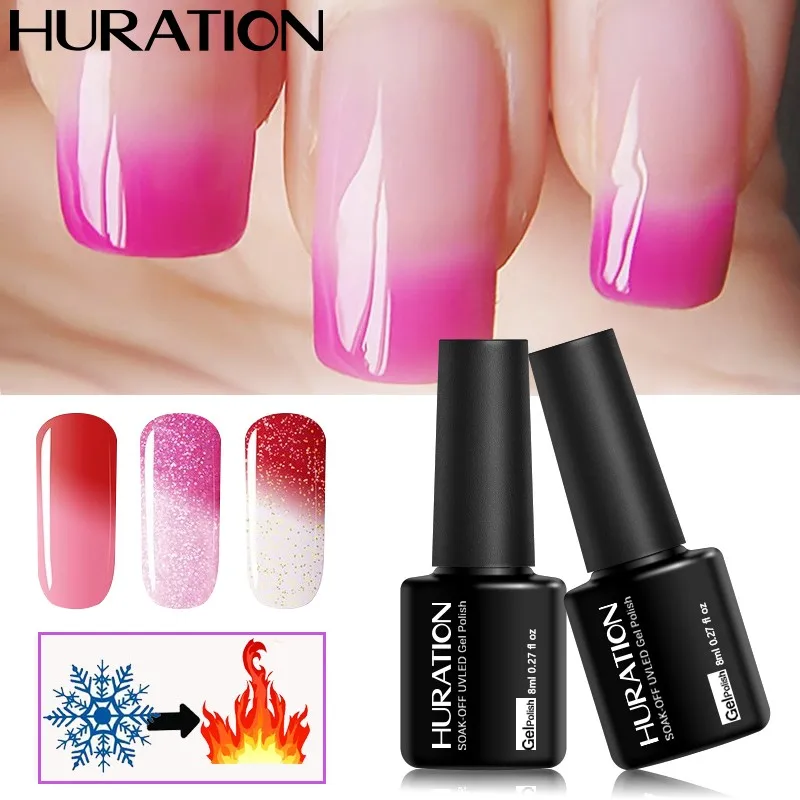 Huration New Gel Nail Polish Temperature Change 29 Color Lucky Varnish Soak Off UV LED Tools Chameleon Nails Art Store | Красота и
