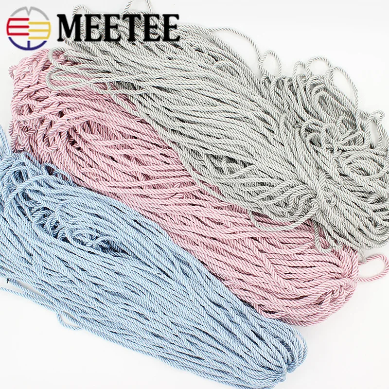 Meetee 20 метров 5 мм 3 акции витые полиэфирные хлопковые нейлоновые Шнуры DIY ремесло плетеная декоративная веревка шнурок ремень аксессуары