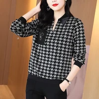 2020 long sleeve lapel loose top fat mother large size collared autumn dress western style undershirt woman