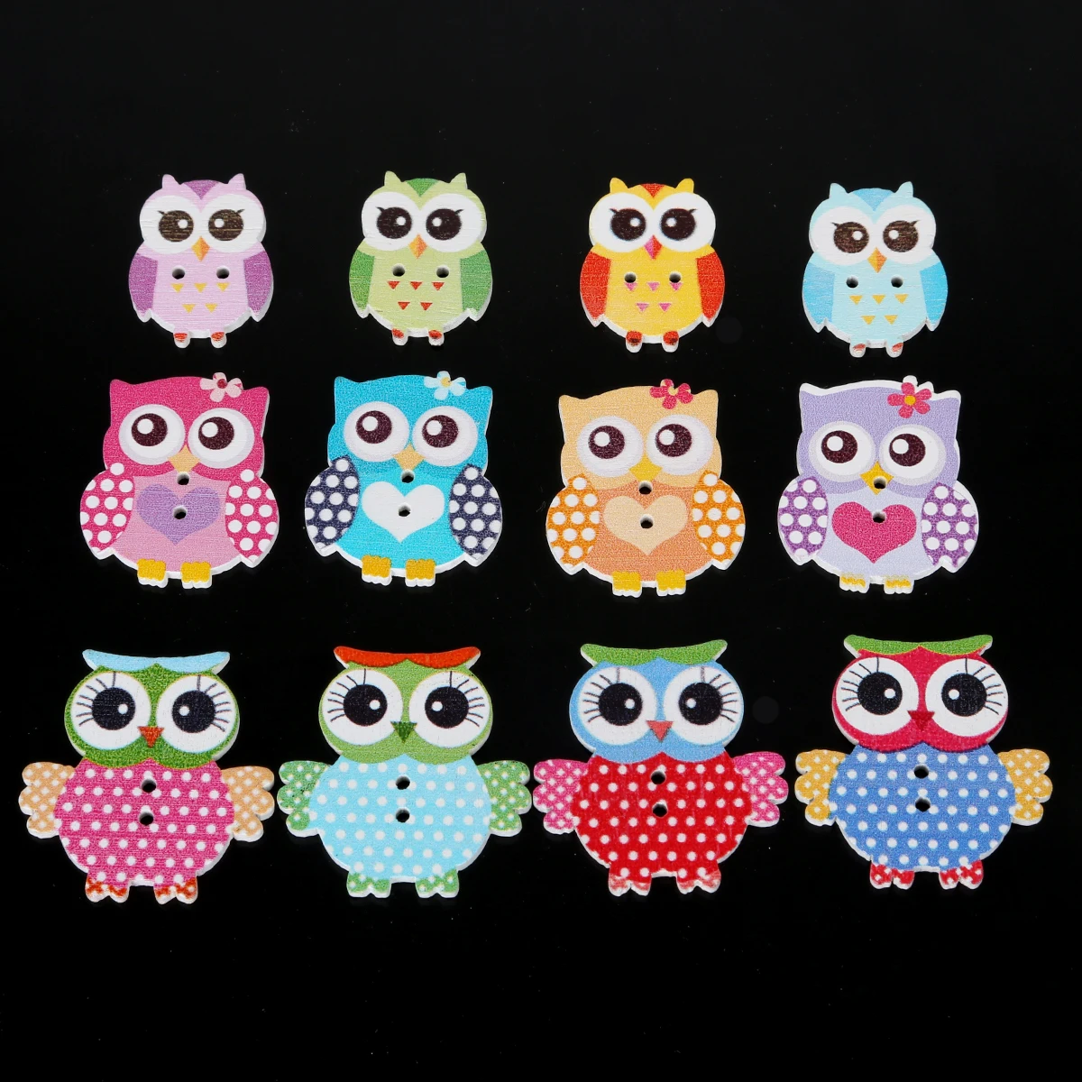 Мульти-размер 50 штук пакет 2 отверстия деревянные Швейные Кнопки Сова