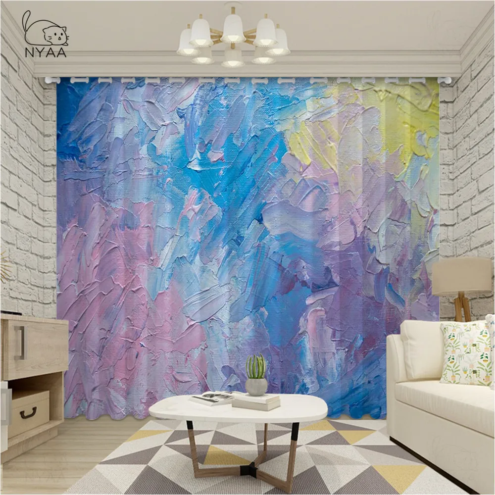 Цветная Радужная занавеска Современная Абстрактная живопись маслом