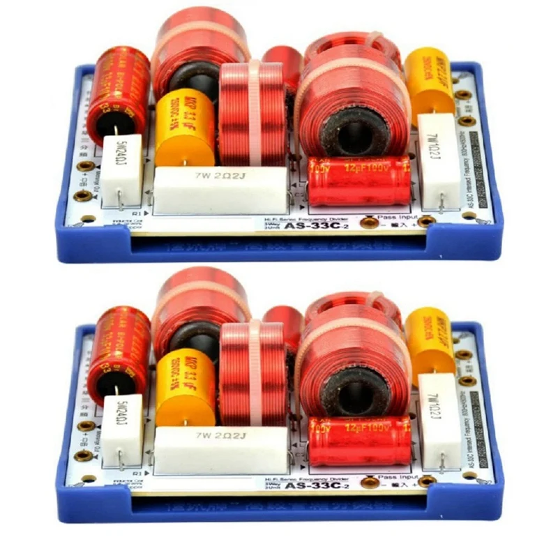 

2Pcs 3 Way Frequency Divider Crossover AS-33C (Tweeter + Mid +Bass) Hifi Speaker Frequency Dividers Crossover Filters