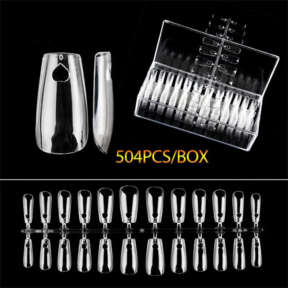 

False Nail Tips Stiletto Coffin Sculpted Clear Natural Full Cover UV Gel Polish Manicure Professional Nails Art Extension 504Pcs