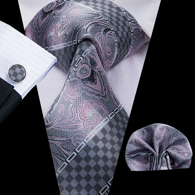 SN-1641 Hi-Tie Модные синие шелковые галстуки для мужчин Пейсли и полоса шеи галстук платок набор запонок для мужчин костюм деловой свадьбы