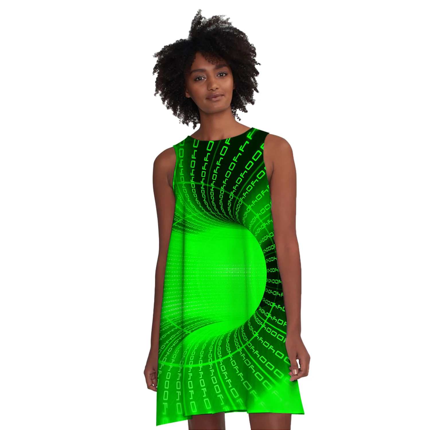 

2021 New Vest Dress 3D Printing Vertigo Pattern Color Sleeveless Shirt Beach Wear Causal Pajamas A Line Skirt Dropshipping Tops