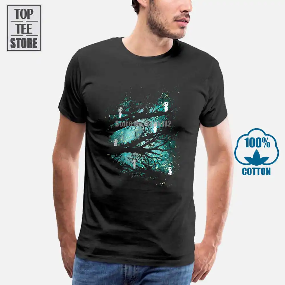 2017 новое поступление футболка новая Mononoke лес дух Kodama Тоторо Миядзаки Мужская |