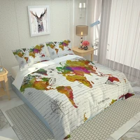Photo new color map 3d bedding sets bed sheet duvet cover pillow case double bedding set