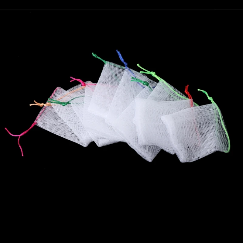

10Pcs Soap Foaming Dual-Layer Mesh Drawstring Bag Bubble Foam Net Body Cleaning