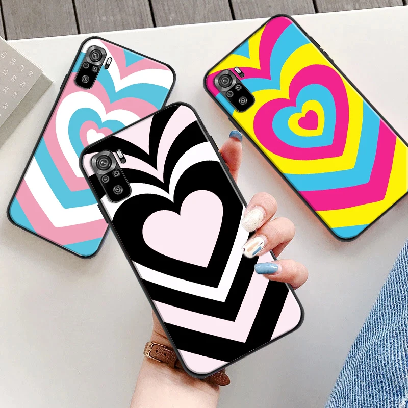 

Fashion Colorful Heart Circle Soft Phone Case For Xiaomi Redmi 9 9i 9AT 9T 9A 9C Note 10 10T 5G 10S 10 5G TPU Coque Black Cover
