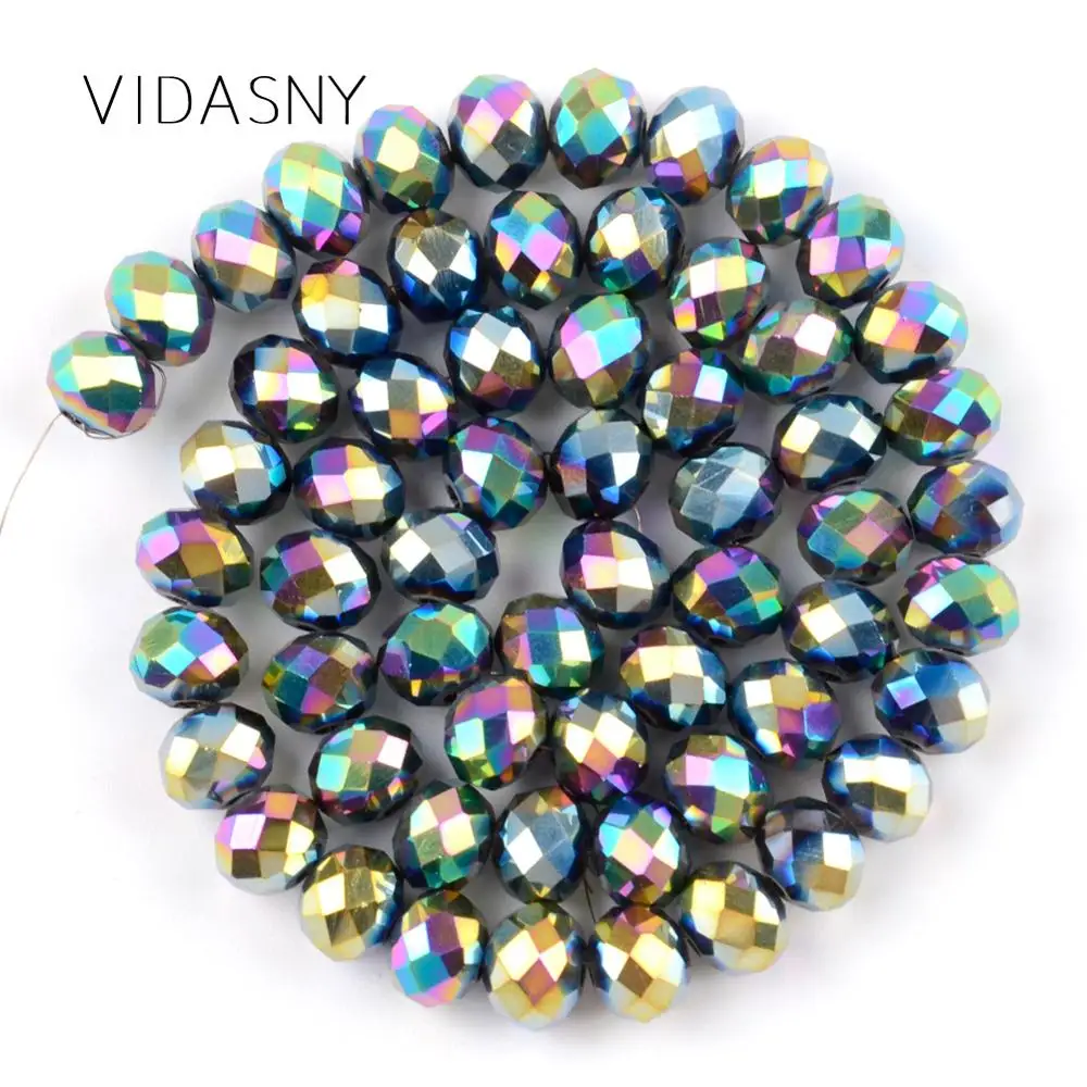 Разноцветные стеклянные бусины с огранкой AB и покрытием из натурального камня