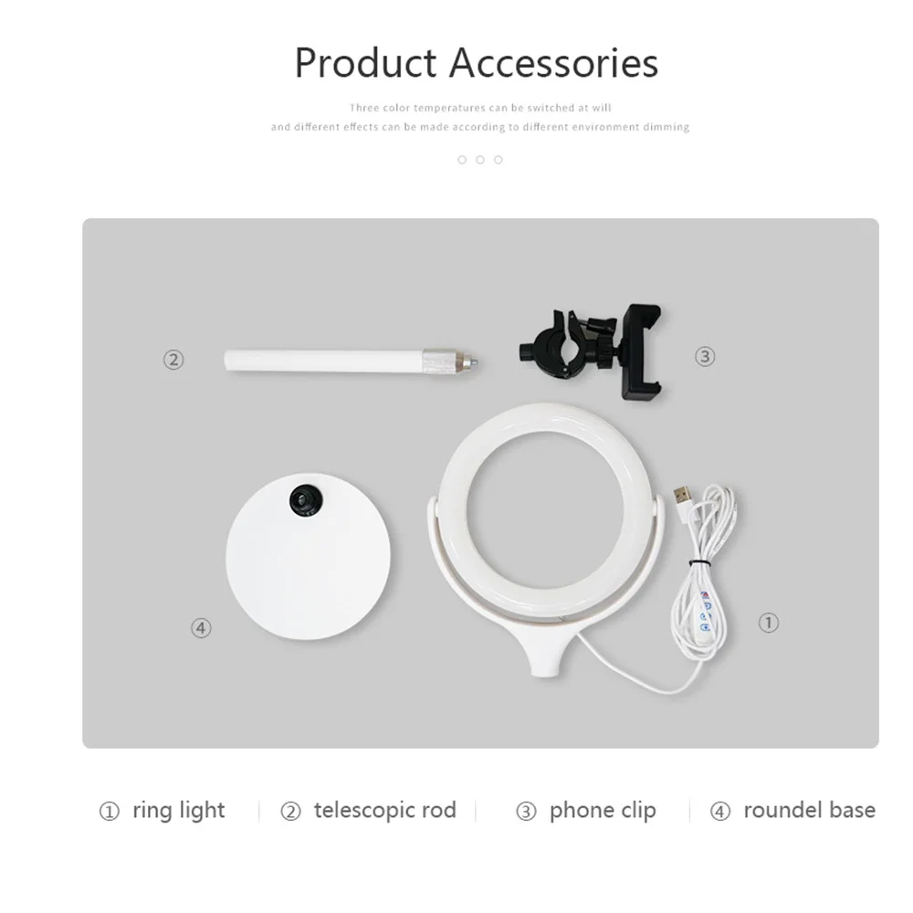 Светодиодный кольцевой светильник для фотосъемки 8 дюймов с зажимом сотового