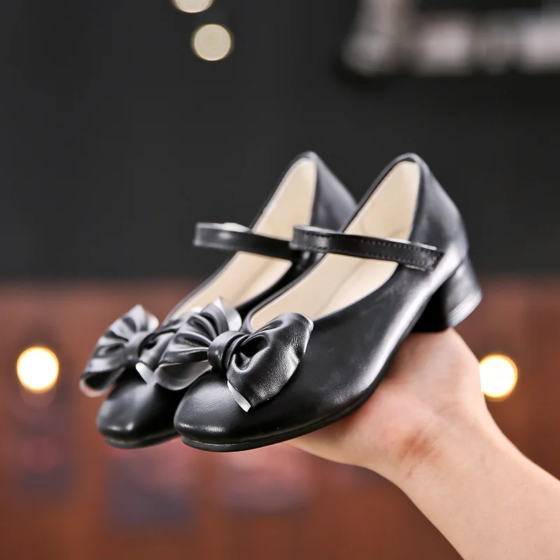 

Girls Leather Shoes 2020 Autumn Female Children Princess Shoes Soft Bottom Bow-Knot Kids Birthday Party High Heels Shoes