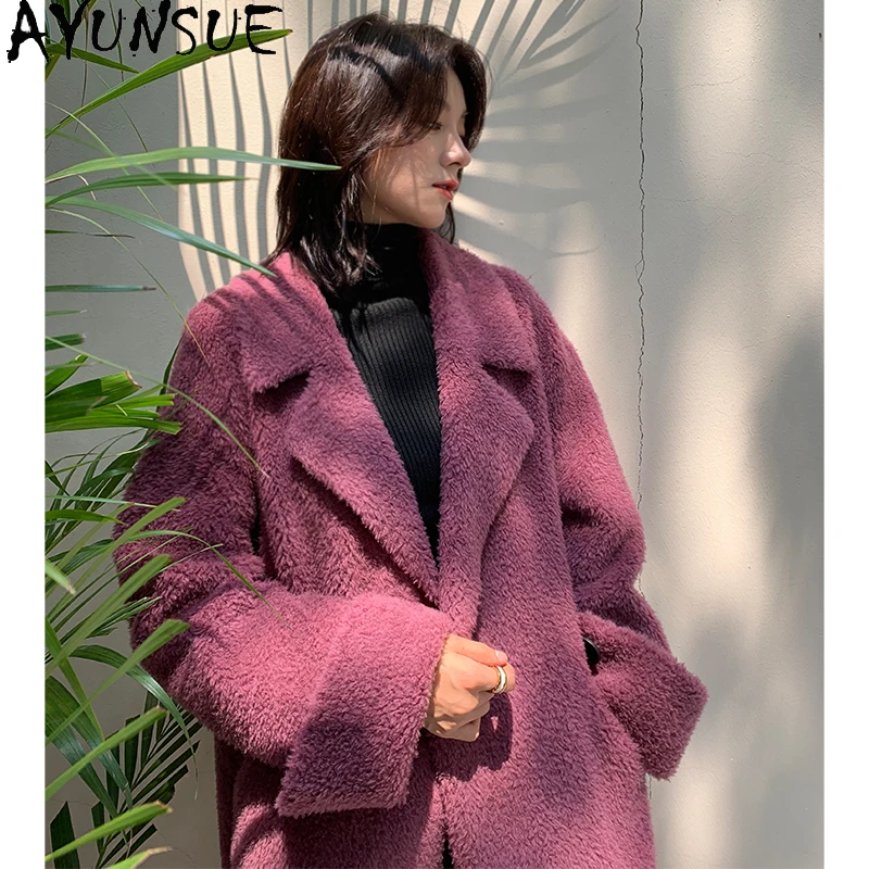 Женское пальто с мехом 100% шерсть длинная осенне-зимняя одежда Женская Корейская