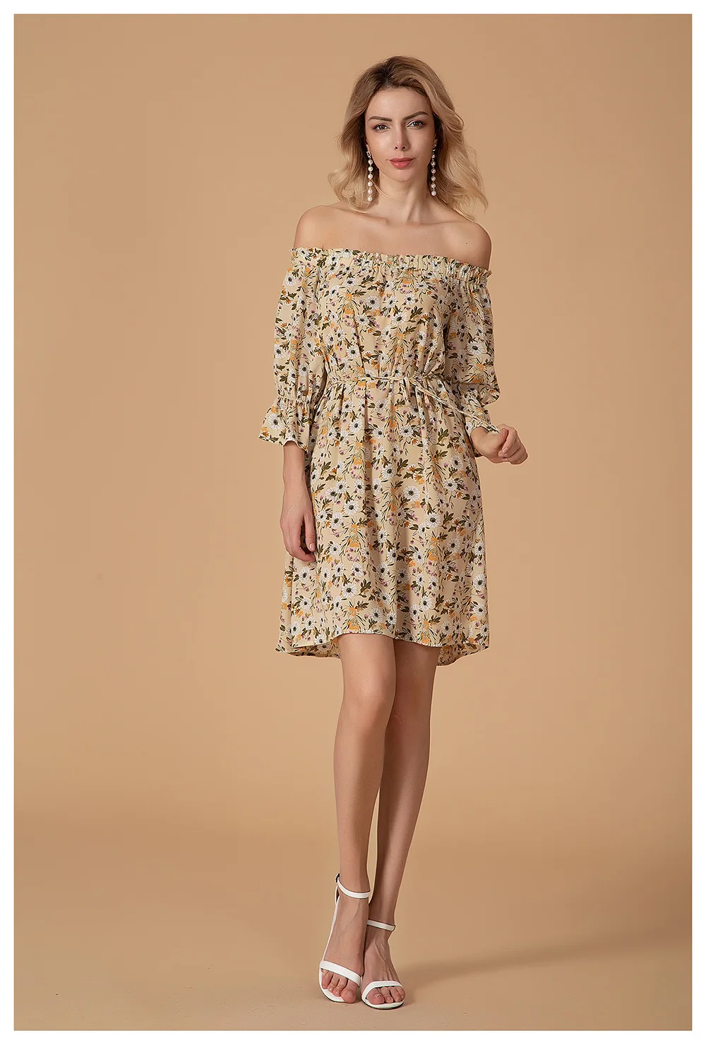 

ZOGAA Brand Women Off Shoulder Floral Print Boho Dress Women Beach Summer Dresses Ladies Strapless Dress Female