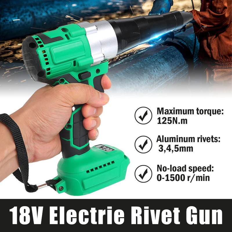 Brushless Electric Rivet Gun With LED Can Work At Night Suitable For 18V Makita Battery Blue Bare Metal Machine Without Battery