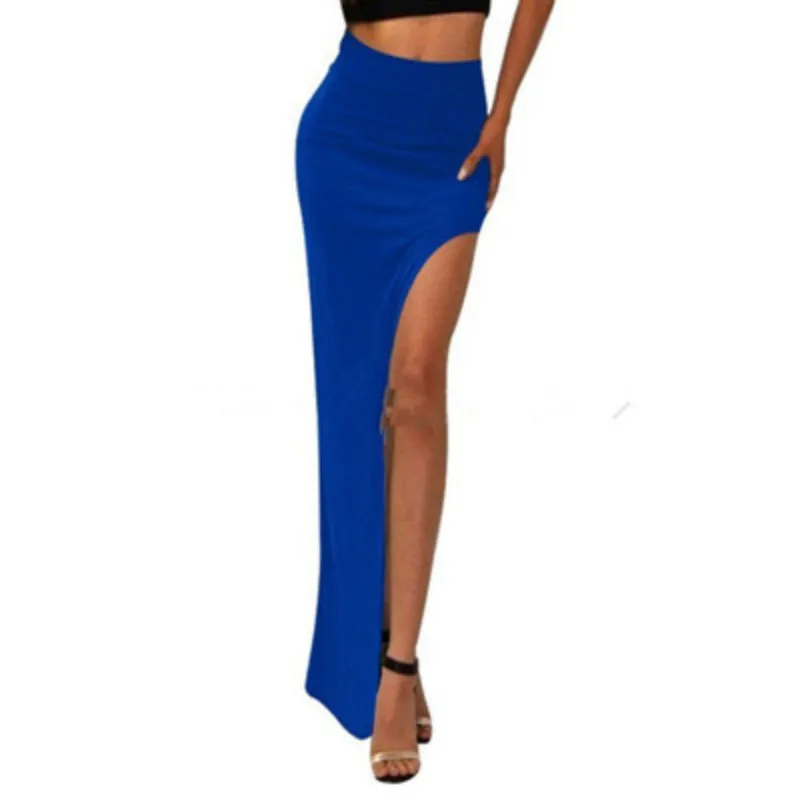 

New Brand Designer summer Hot Sale 2021 Novelty Sexy Women Skirt Lady Open Side Split Skirt High Waist Long Maxi Skirt