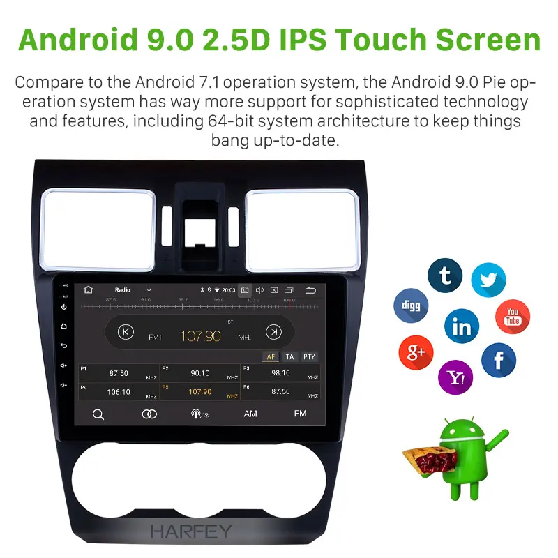 Автомагнитола Harfey 2din 8 ядер Android 9 0 аудио стерео автомобильный мультимедийный