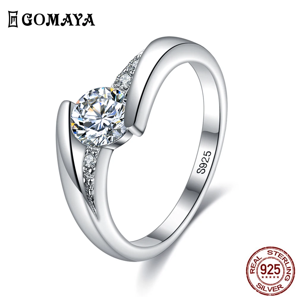 

GOMAYA Romantic 925 Sterling Silver Rings For Women 5A Clear Cubic Zircon Elegant Ring Wedding Engagement Fine Jewelry Hot Sale