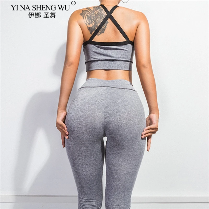 

Women Fitness Mesh Stitching Yoga Sets Newest Seamless Sports Suits High Waist Gym Fitness Pants Sportswear Workout Bra+Leggings