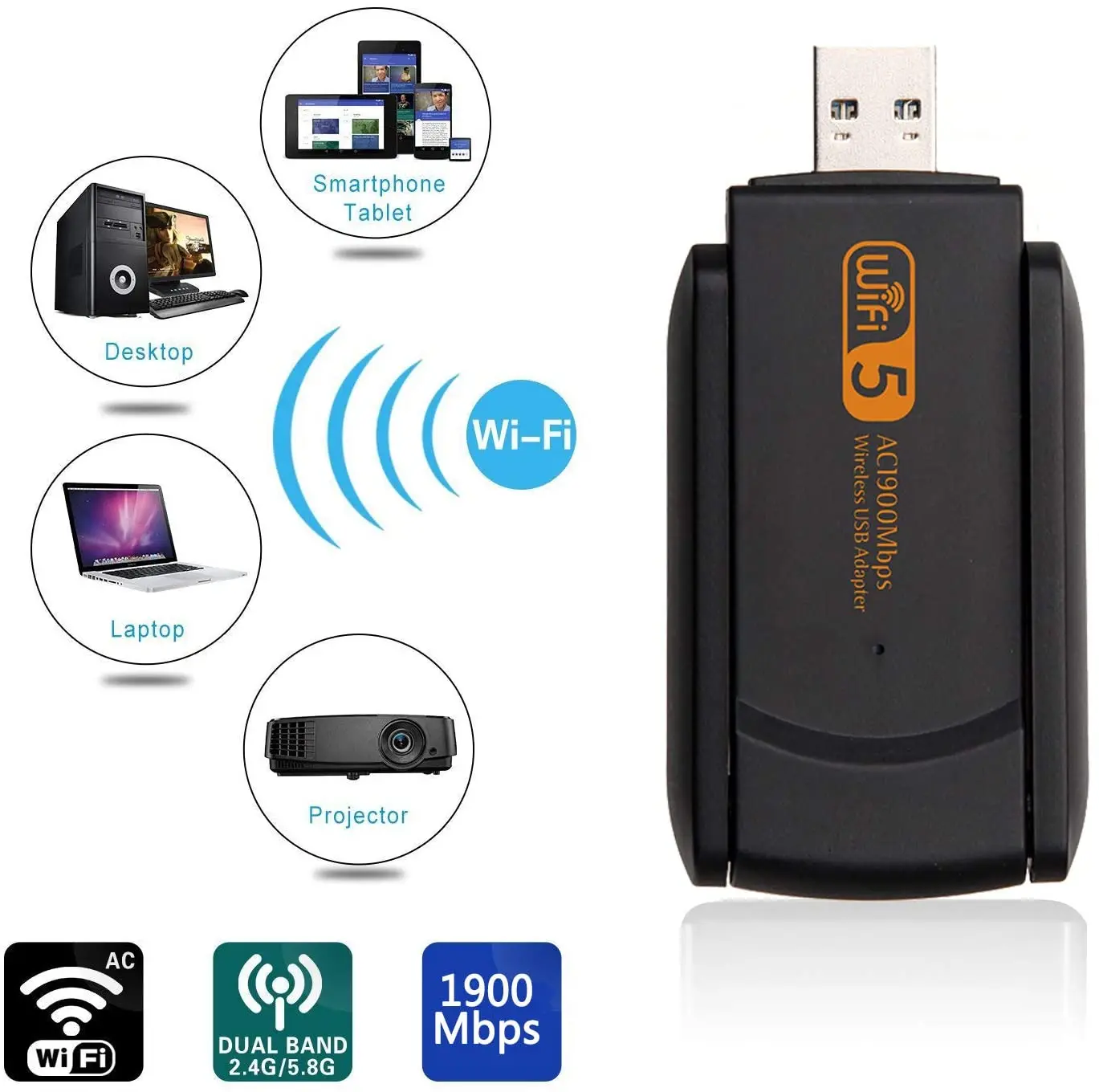 USB Wi Fi адаптер AMKLE 1900 Мбит/с 1200 2 4 ГБ 5 8 ГБ|Сетевые карты| |