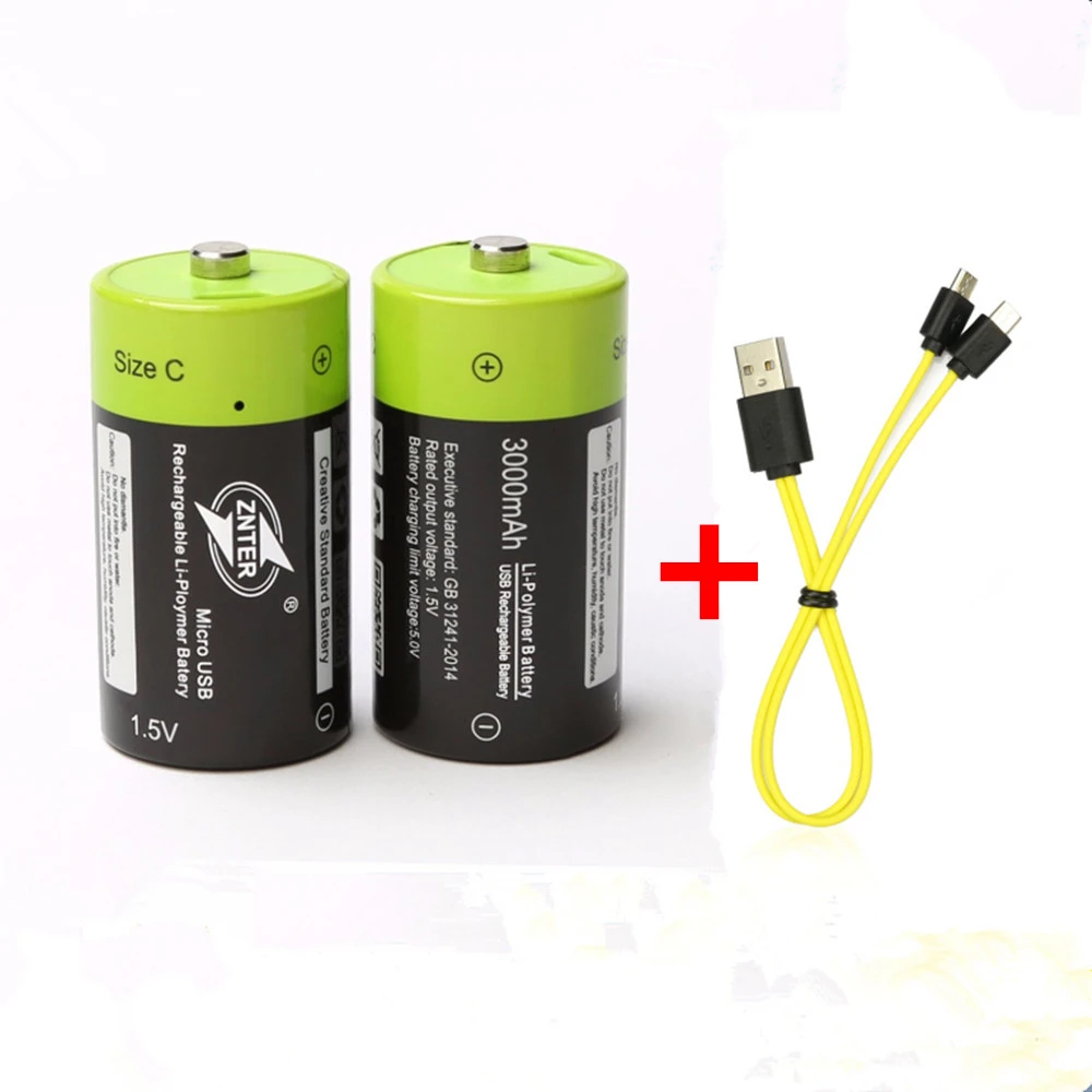 Аккумулятор ZNTER 3000 мА ч 1 5 в 2 шт. с зарядным кабелем Micro USB | Электроника
