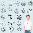 Короткие полоски солнца и фотоэлемента на одежде, термотрансферный ПВХ-патч, моющиеся стираемые наклейки, нагрудные значки