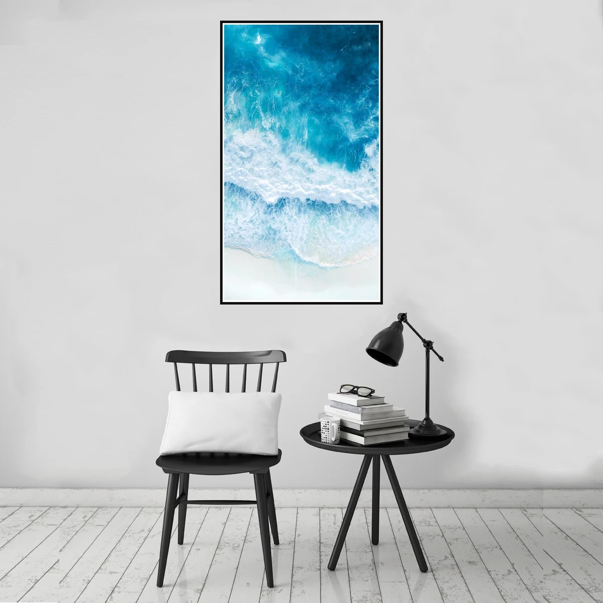 Скандинавский постер с морскими волнами и морским дрейфом Картина на холсте