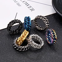 1 piece of punk 8mm cool black chain ring mens stainless steel light body single ring chain mens jewelry gift