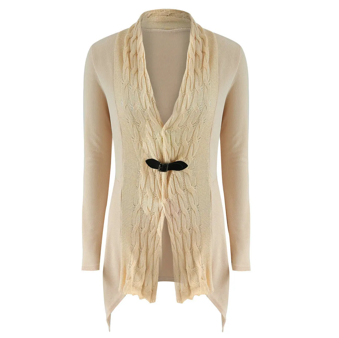 Женский Трикотажный Свитер оверсайз с длинным рукавом асимметричный длинный