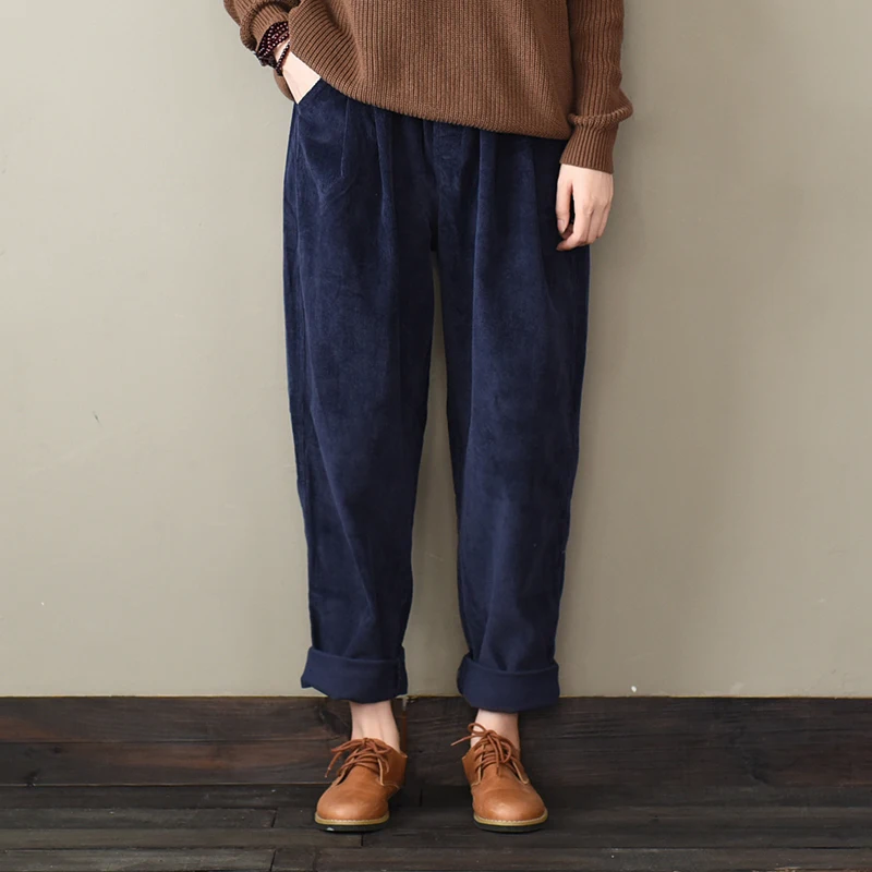 Брюки женские вельветовые повседневные с широкими штанинами мешковатые уличные