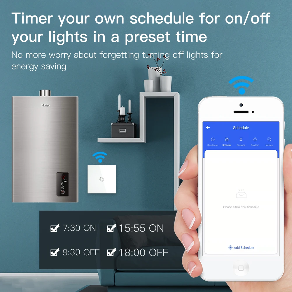 WiFi Smart Boiler Switch Water Heater Life Tuya APP Remote Control Amazon Alexa Echo Google Home Voice Glass Panel | Обустройство