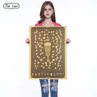 vintage style poster wall sticker beer figure decoration kraft paper poster bar home wall decor 51 5x36cm