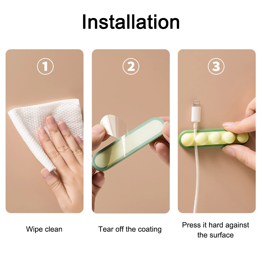 

1Pair Desktop Cable Clips Organizer Silicone Strong Adhesive Wire Cord Management Holder Wide Applicability Home Car Office