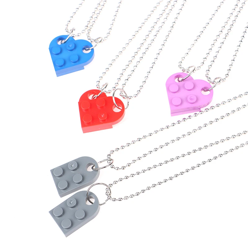 

Miraculous New 2 Pcs Cute Love Heart Necklace Brick Pendant Couple Friendship Jewelry Gift