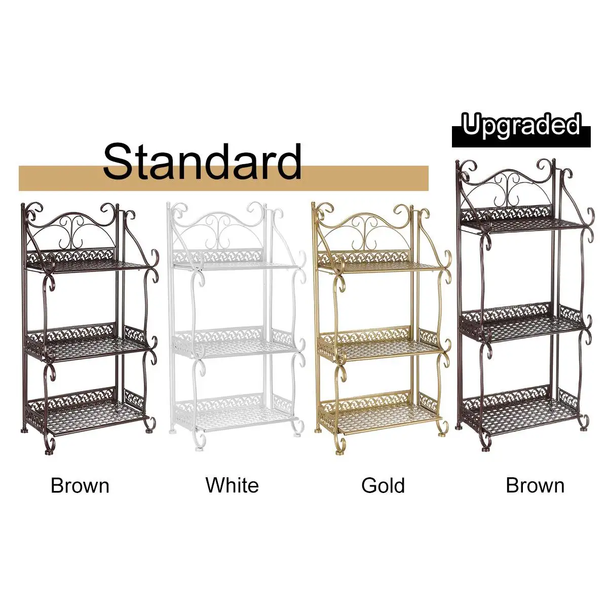 

3 Colors Nordic Style 3 Tiers Folding Iron Kitchen Organizer Multi-use Bathroom Bedroom Rack Standing Book Shelf Home Decor