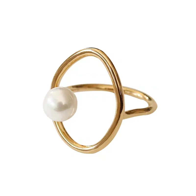 

Yangliujia Metal Baroque Freshwater Pearl Ring Retro Fashion Elegant Open Finger Ring Women Jewelry Wedding Accessories