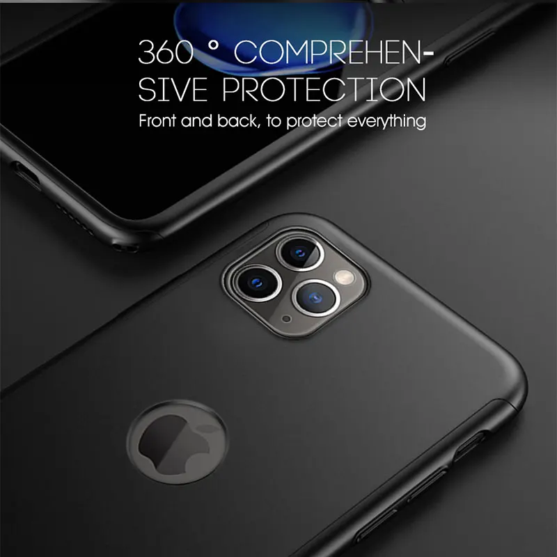 360 полный защитный чехол для телефона iPhone 8 7 Plus 6 6s Чехол 5 5S X 10 полное покрытие 11 Pro