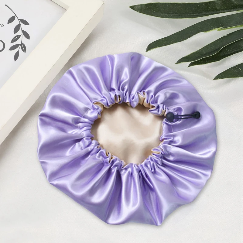 

Double Layer Night Cap Upgrade Adjustable Women's Oiled Shower Cap Soft Silk Dual-use Bath Cap Chemotherapy Cap Night Cap