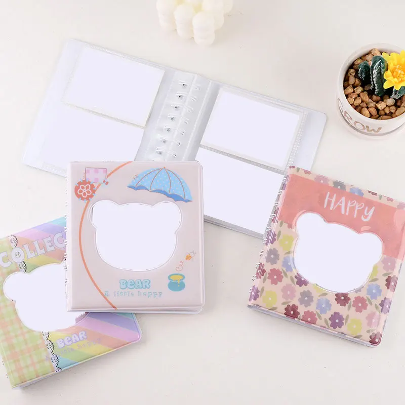 

68 Photos Cute Photo Album Card Holder Cartoon Hollow Bear Model Photo Holder 3 Inch Business Card Bag Mini Photo Album Card Bag