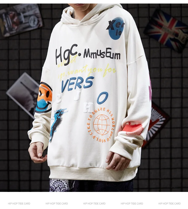 

2019 с капюшоном для мужчин дизайн трехмерная печать свободного кроя без застежки в стиле Харадзюку, в стиле хип-хоп толстовка