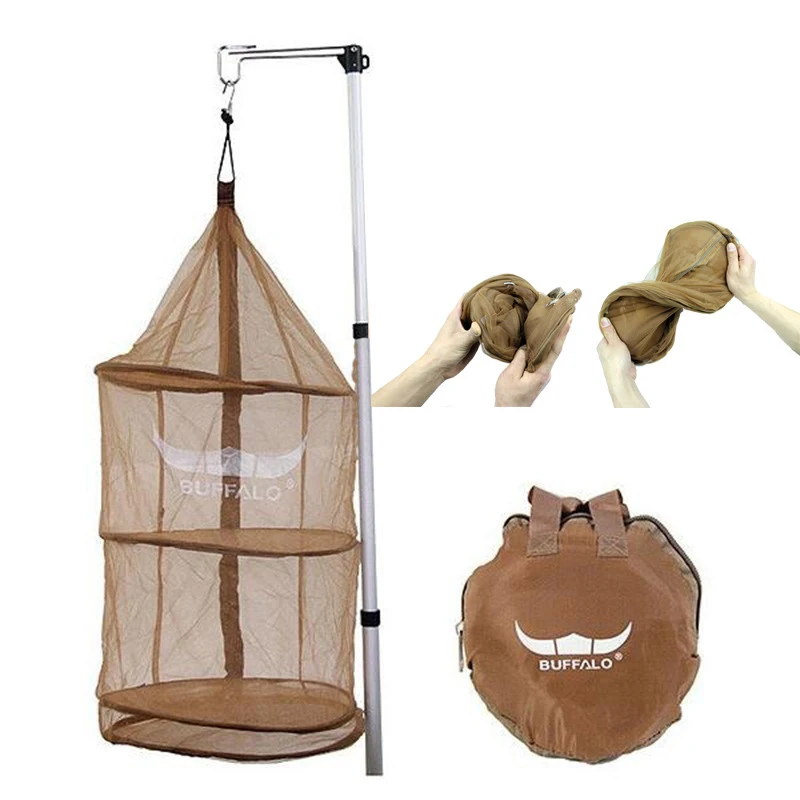 

Outdoor Camping Dustproof Portable Storage Bag Drying Cage Drying Net Automatic Elastic Folding Hanging Net Drying Net Bag