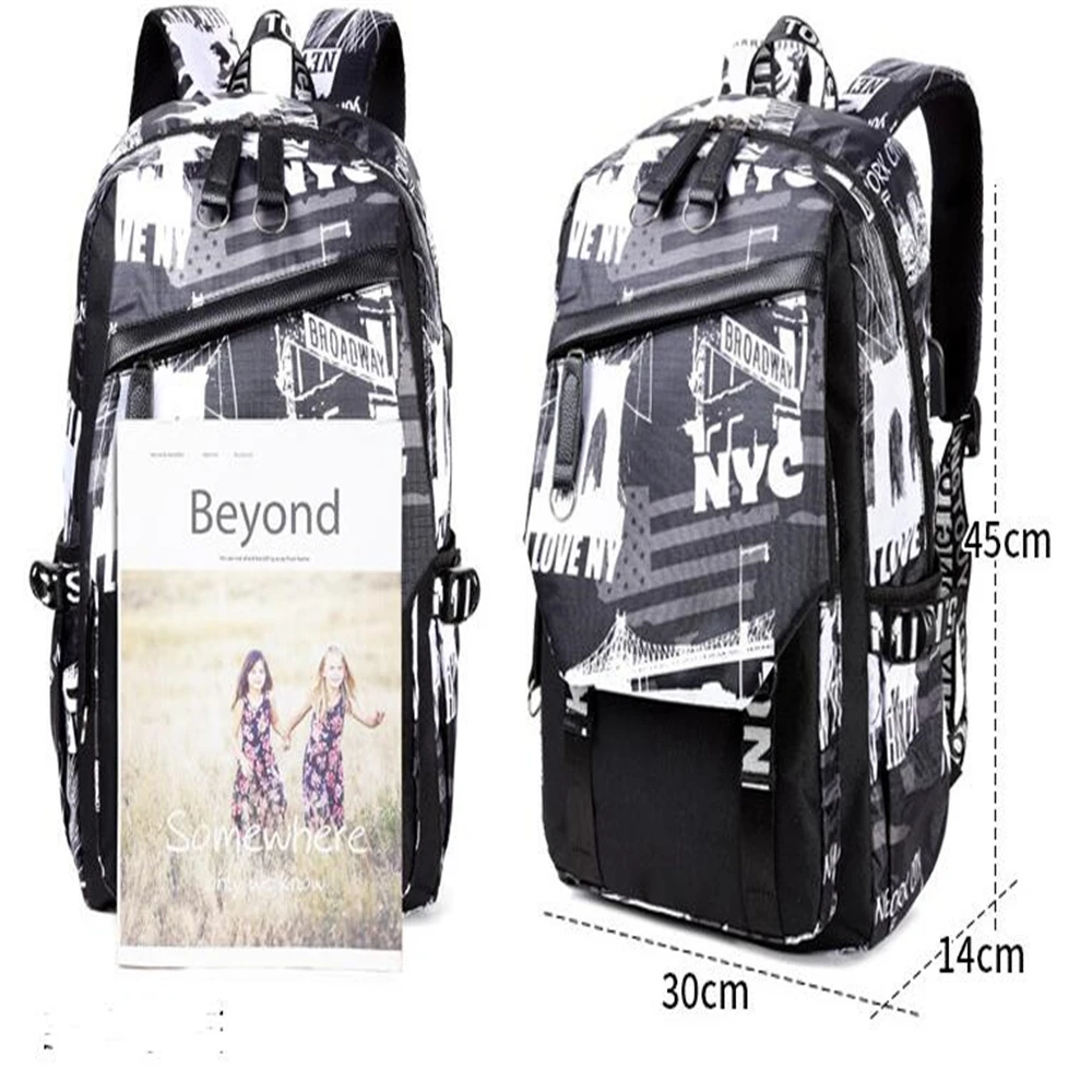 Men Fashion Backpack Anti-theft Mens Women USB Charger Port Waterproof Bag Laptop Notebook Leisure y28 | Багаж и сумки