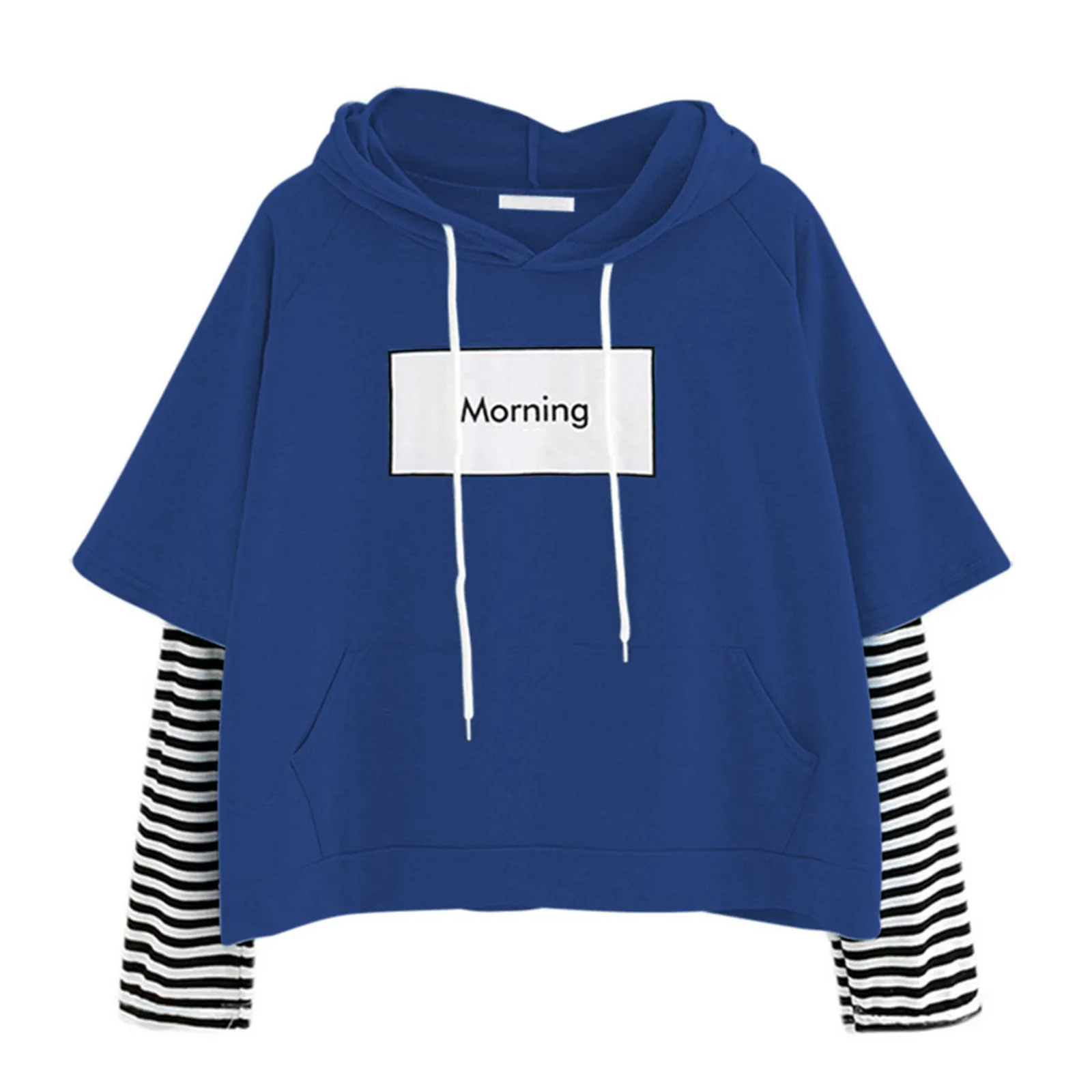 JAYCOSIN Women Sweetshirts Ladies Sweatshirt Hooded Long Sleeve Crop Patchwork Blouse Pullover Tops Hip Hop Hoodie Female