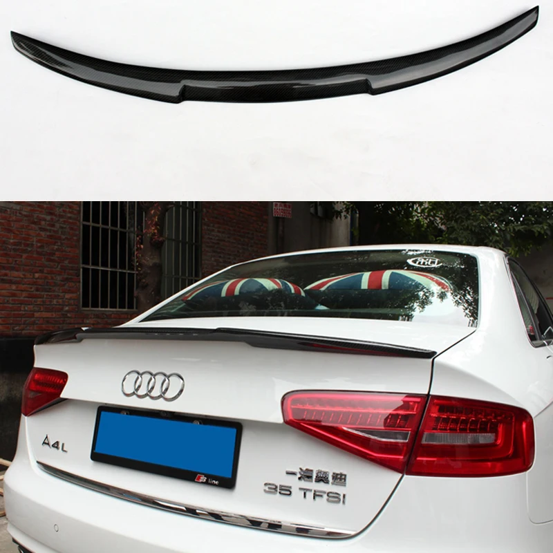 Черный спойлер для заднего багажника из углеродного волокна стиль M4 Audi 2013 2016 A4 B8.5