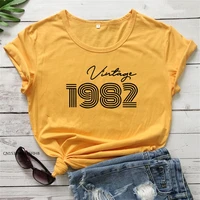 vintage 1982 pure premium t shirt funny custom birthday gift tshirt high quality women graphic original 1982 tops tees pzsy